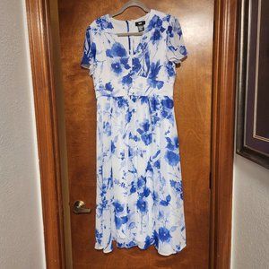 Gathered floral-print georgette midi dress